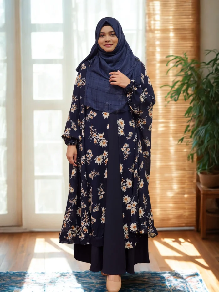 Georgette Print Cape Free Size and Semi Transparent with Frills at the Bottom. - Image 3
