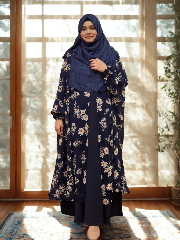 Georgette Print Cape Free Size and Semi Transparent with Frills at the Bottom. - Image 1