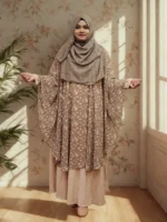Premium modest wear georgette cape, free size, round cut.