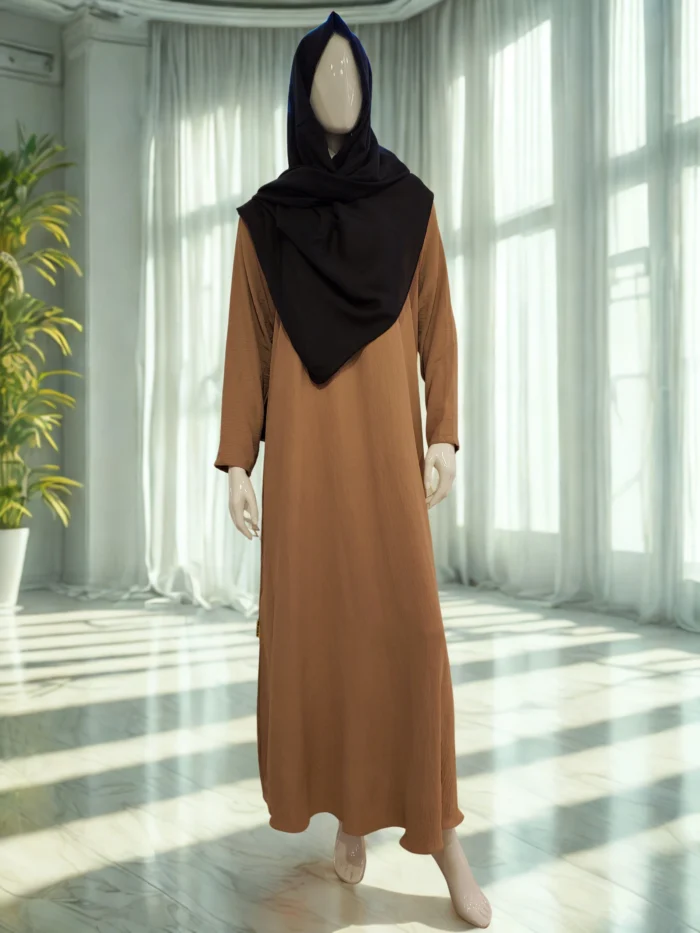 Discover our Premium Imported CY Fabric One-Part Borkha, featuring full sleeves and buttoned cuffs. This non-transparent modest wear is designed for comfort and style!
