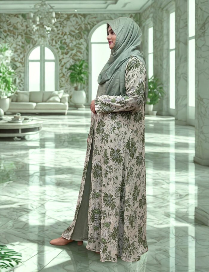 Printed embroidered kimono for women, made of soft, transparent georgette material.