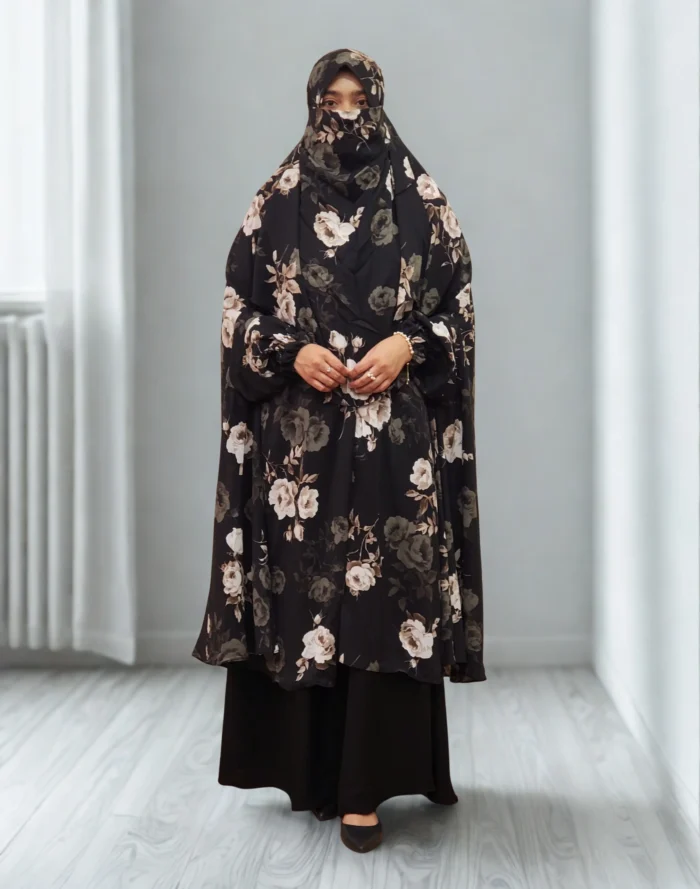 Summer-friendly khimar with a niqab attachment. It is easy to wear and doesn't need ironing.