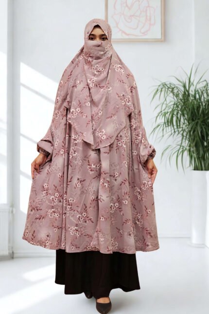 Cart - Abaya and Gown 2 Summer-friendly khimar with a niqab attachment. It is easy to wear and does not require ironing.