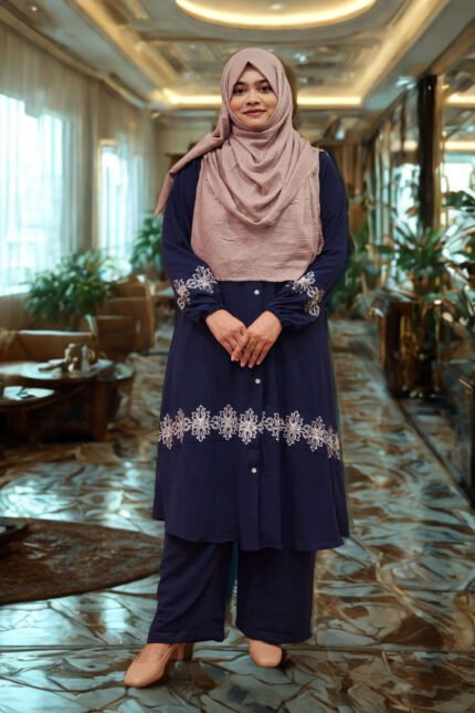 CY material embroidery kurti set – modest and stylish look