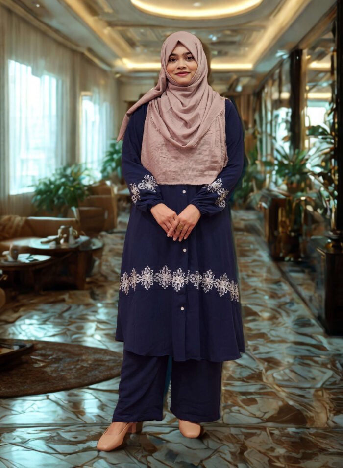 CY material embroidery kurti set – modest and stylish look