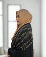 Soft, transparent georgette black cape with a full embroidery design.