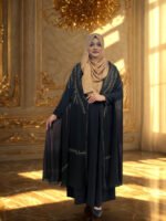 Soft, transparent georgette black cape with a full embroidery design.