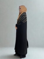 Soft, transparent georgette black cape with a full embroidery design.