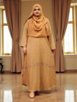 Elegant embroidered borkha in Korean fabric with hand embroidery on sleeves.