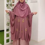 One free size Karchupi bordered cape in Dubai Cherry non-transparent fabric.