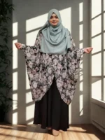 For modest fashion, a lightweight, daily-wear cape with a locked side profile