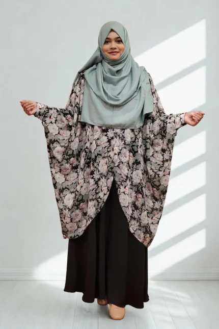 Cart - Abaya and Gown 8 For modest fashion, a lightweight, daily-wear cape with a locked side profile