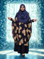 "Premium georgette round cape, free size, transparent, with an open side profile. This fashion piece is both elegant and lightweight."