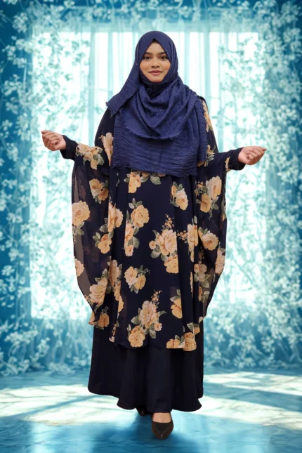 "Premium georgette round cape, free size, transparent, with an open side profile. This fashion piece is both elegant and lightweight."