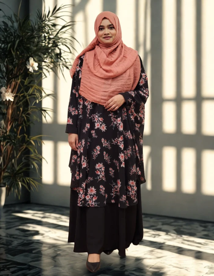 Premium georgette round cape, free size, transparent with an open side profile.