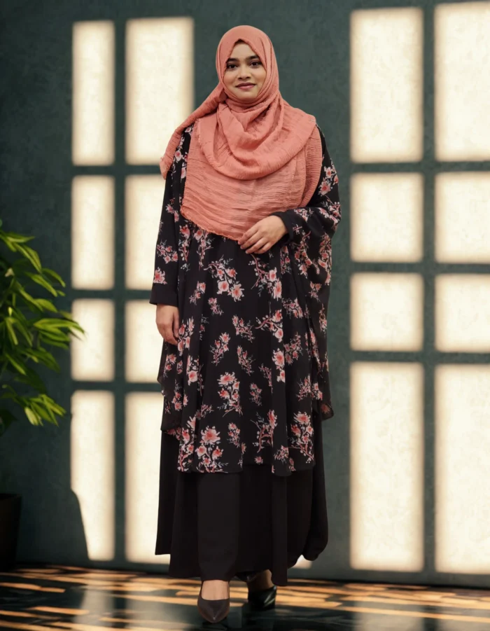 Premium georgette round cape, free size, transparent with an open side profile.
