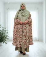 Elegant semi-transparent georgette fusion cape with frill detail at the bottom.