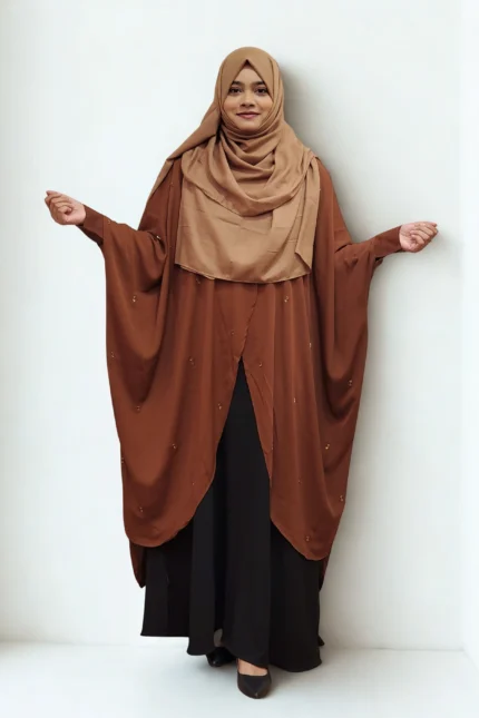 Non-transparent Dubai georgette cape with stones Work.
