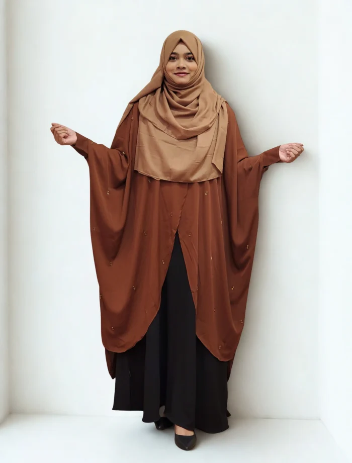 Non-transparent Dubai georgette cape with stones Work.