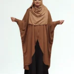 Soft dubai charry georgette free size cape with stone details for modest wear