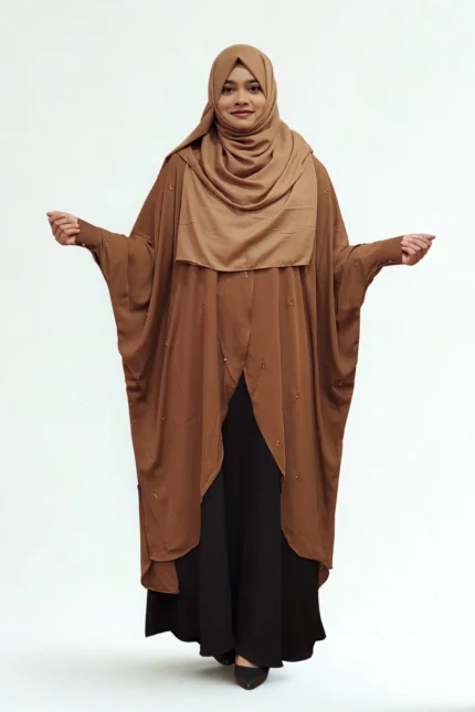 Cart - Abaya and Gown 3 Soft dubai charry georgette free size cape with stone details for modest wear