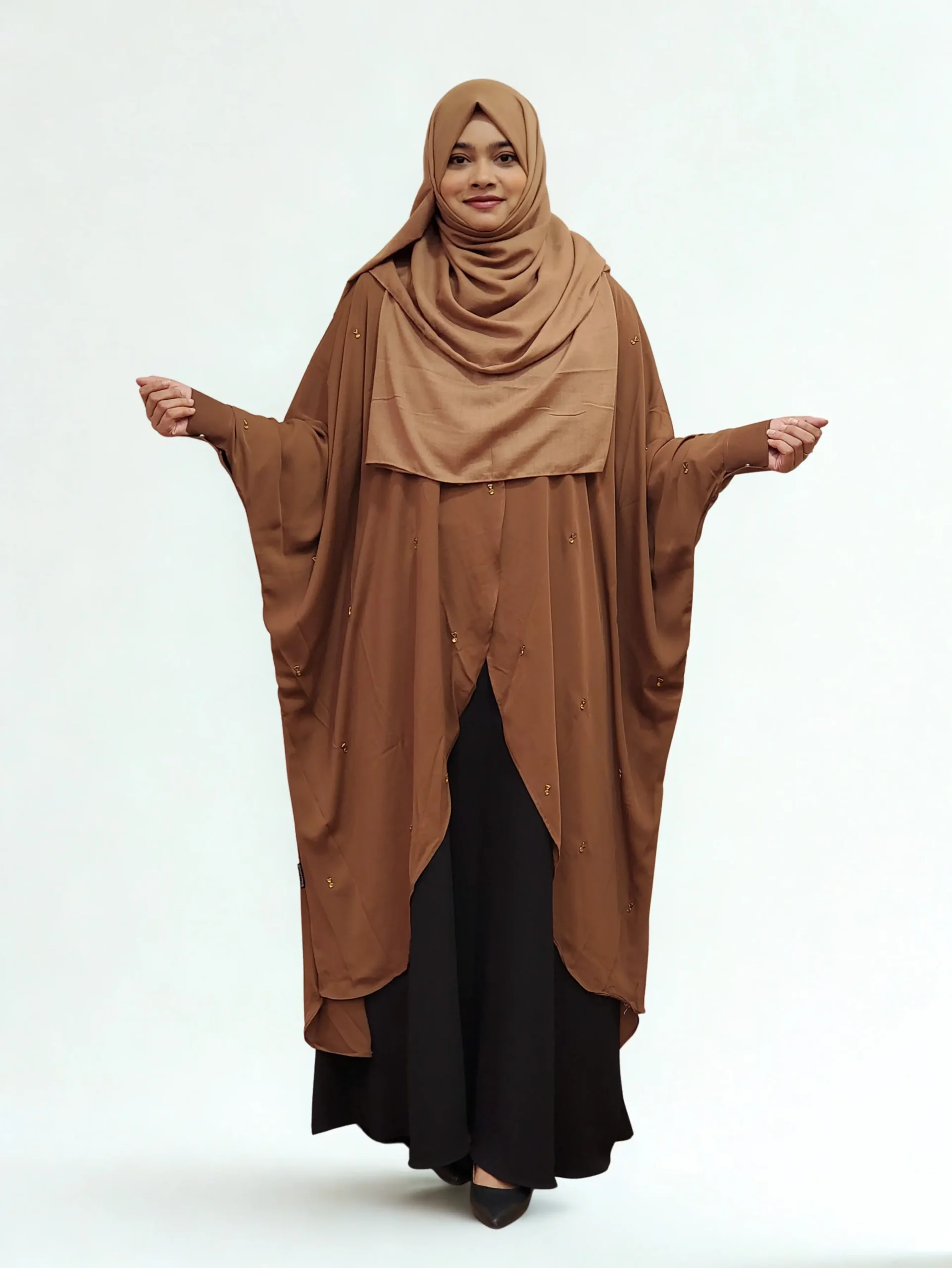 Free Size Cape AMC 1345 Soft dubai charry georgette free size cape with stone details for modest wear