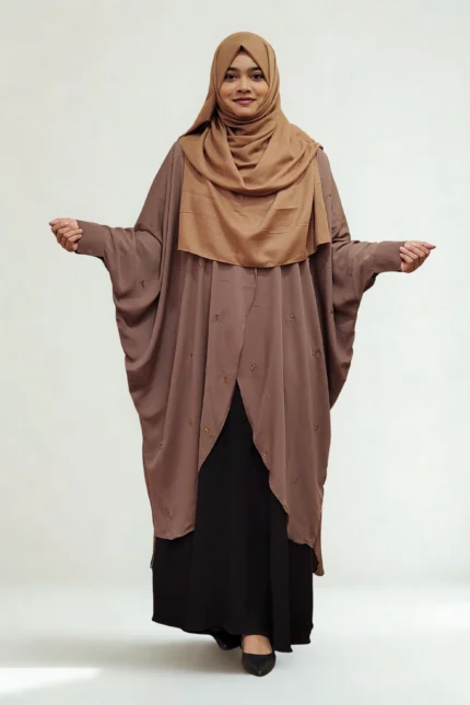 Non-transparent Dubai georgette cape with stones.
