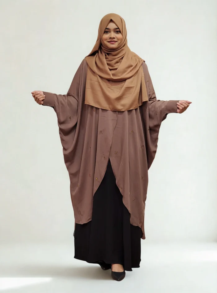 Non-transparent Dubai georgette cape with stones.