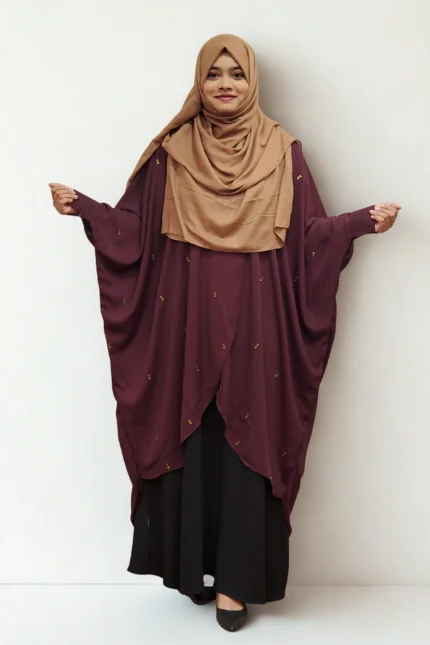 Cart - Abaya and Gown 10 Non-Transparent free size cape with stone details for modest wear