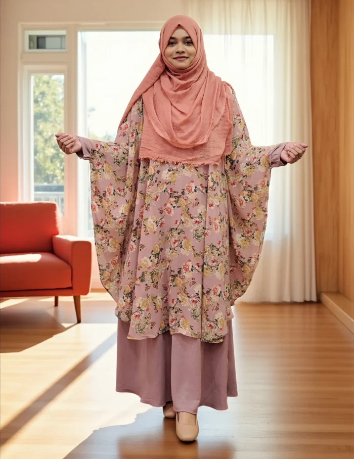 Premium georgette round cape in free size with transparent and stylish layering wear for women