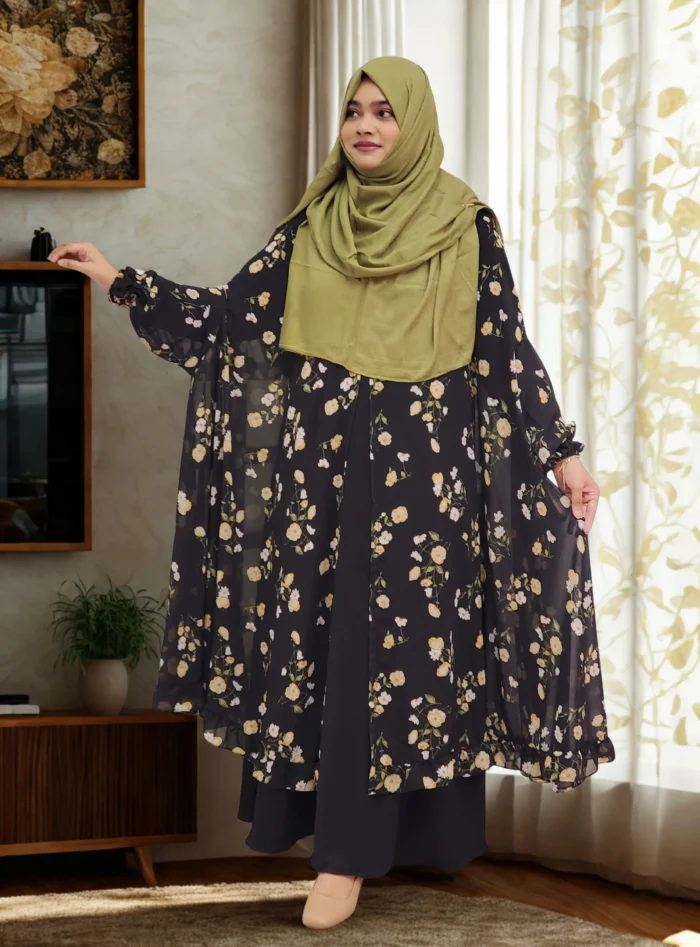 Fusion Cape with soft georgette print, ideal for layering