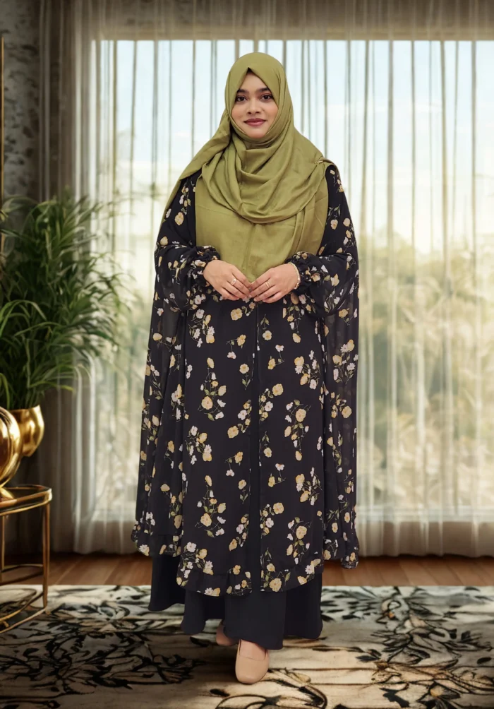 Fusion Cape with soft georgette print, ideal for layering