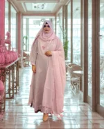 Exclusive designer gown with hijab and veil for weddings and special events.