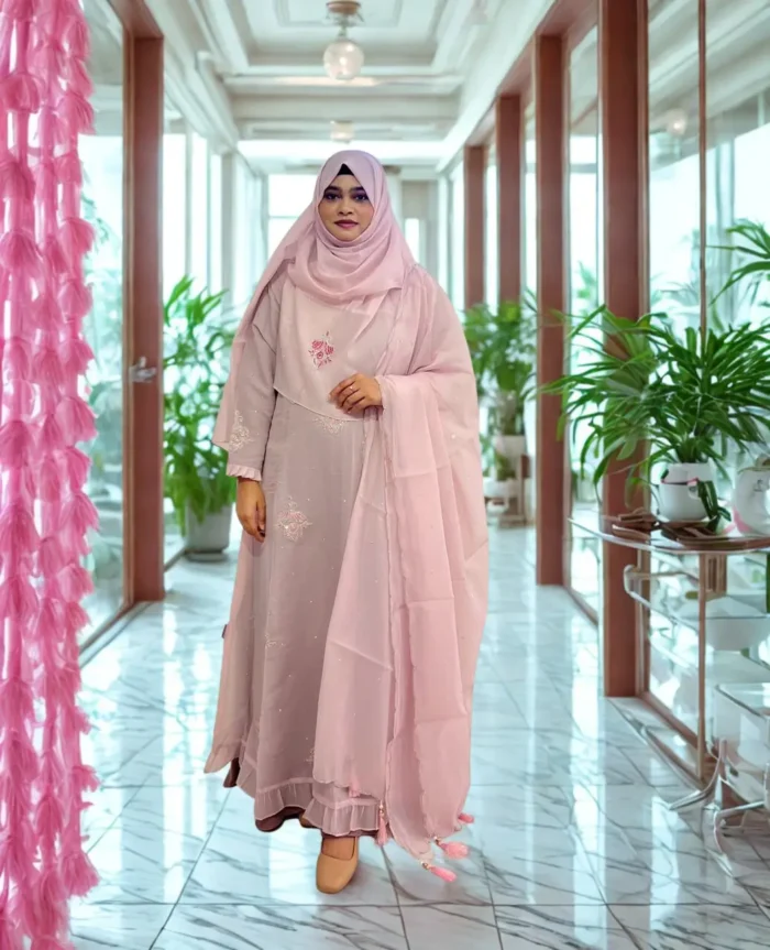 Exclusive designer gown with hijab and veil for weddings and special events.