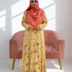 Premium Dubai cherry georgette fabric gown with unique rigging handwork