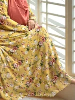 Premium Dubai cherry georgette fabric gown with unique rigging handwork