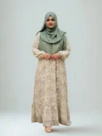 Lightweight double part gown with long frill hem, perfect for casual wear.