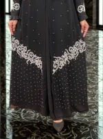 Gorgeous kimono with embroidery and pearl work on soft georgette fabric.