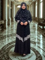 Gorgeous kimono with embroidery and pearl work on soft georgette fabric.