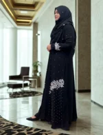 Gorgeous kimono with embroidery and pearl work on soft georgette fabric.