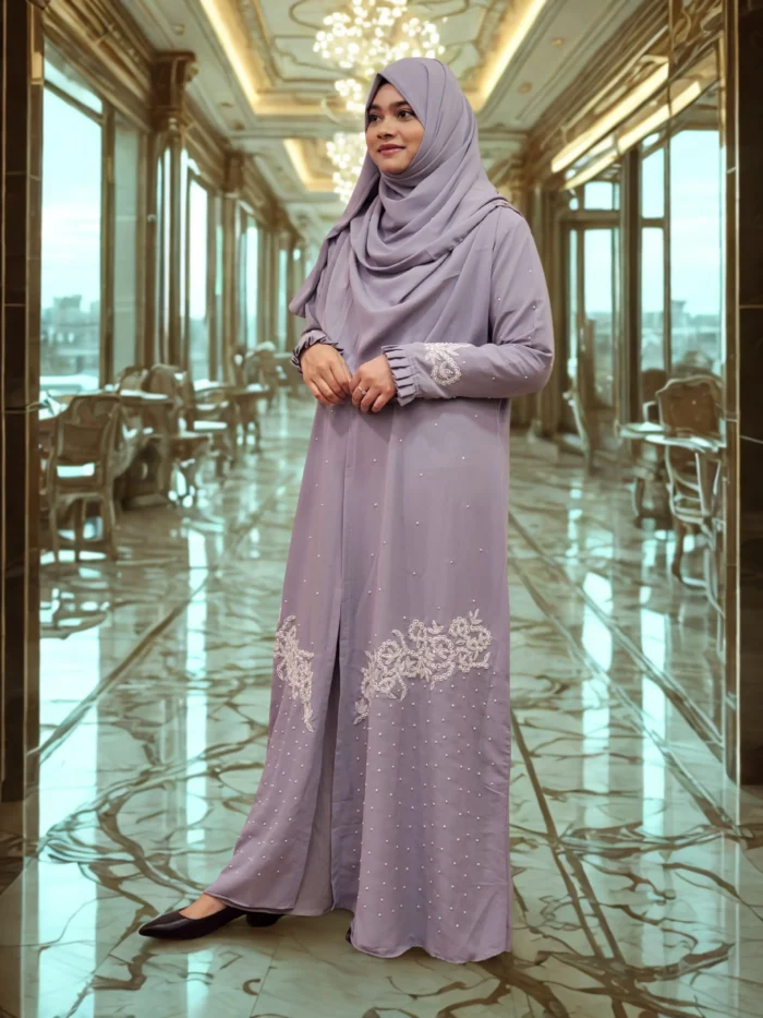 Gorgeous kimono with embroidery and pearl work on soft georgette fabric.