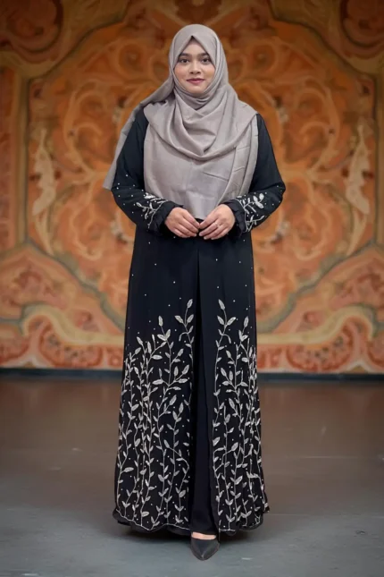 Premium black kimono with intricate rigging details