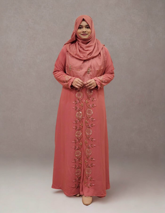 Non-transparent kimono. Unique Karchupi work. Made with diamond georgette material. - Image 4