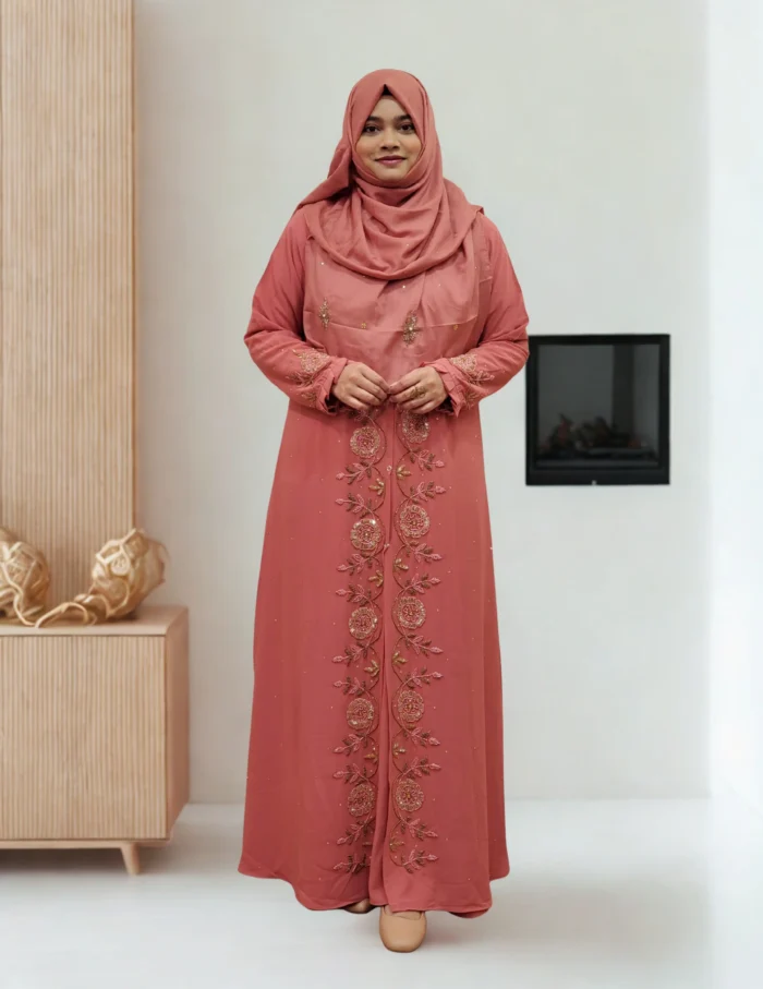 Non-transparent kimono. Unique Karchupi work. Made with diamond georgette material. - Image 3
