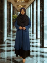 "Is a comfortable yet elegant non-transparent Dubai cherry georgette with border and the kimono is closed in the font with a strap suitably outlined,".