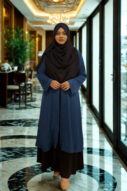 Best Stylish Abaya Borka Hijab Gown Online Shop Clothing Store in BD 11 "Is a comfortable yet elegant non-transparent Dubai cherry georgette with border and the kimono is closed in the font with a strap suitably outlined,".