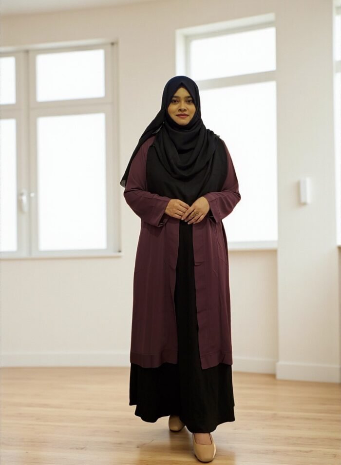Non-transparent kimono. Coat style, made of soft Dubai cherry georgette material. - Image 2