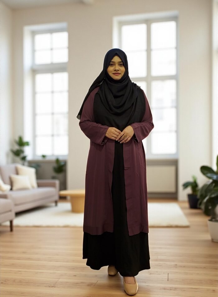 Non-transparent kimono. Coat style, made of soft Dubai cherry georgette material. - Image 1
