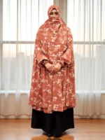Summer-friendly free size Alex material khimar with niqab attachment – non-transparent