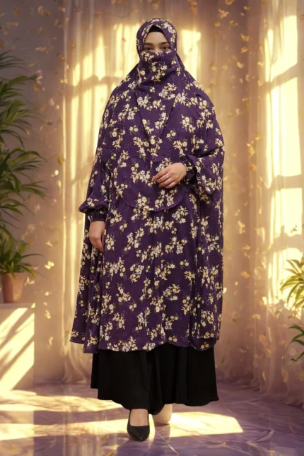 Summer-friendly Alex fabric khimar with a niqab attachment in a free size.